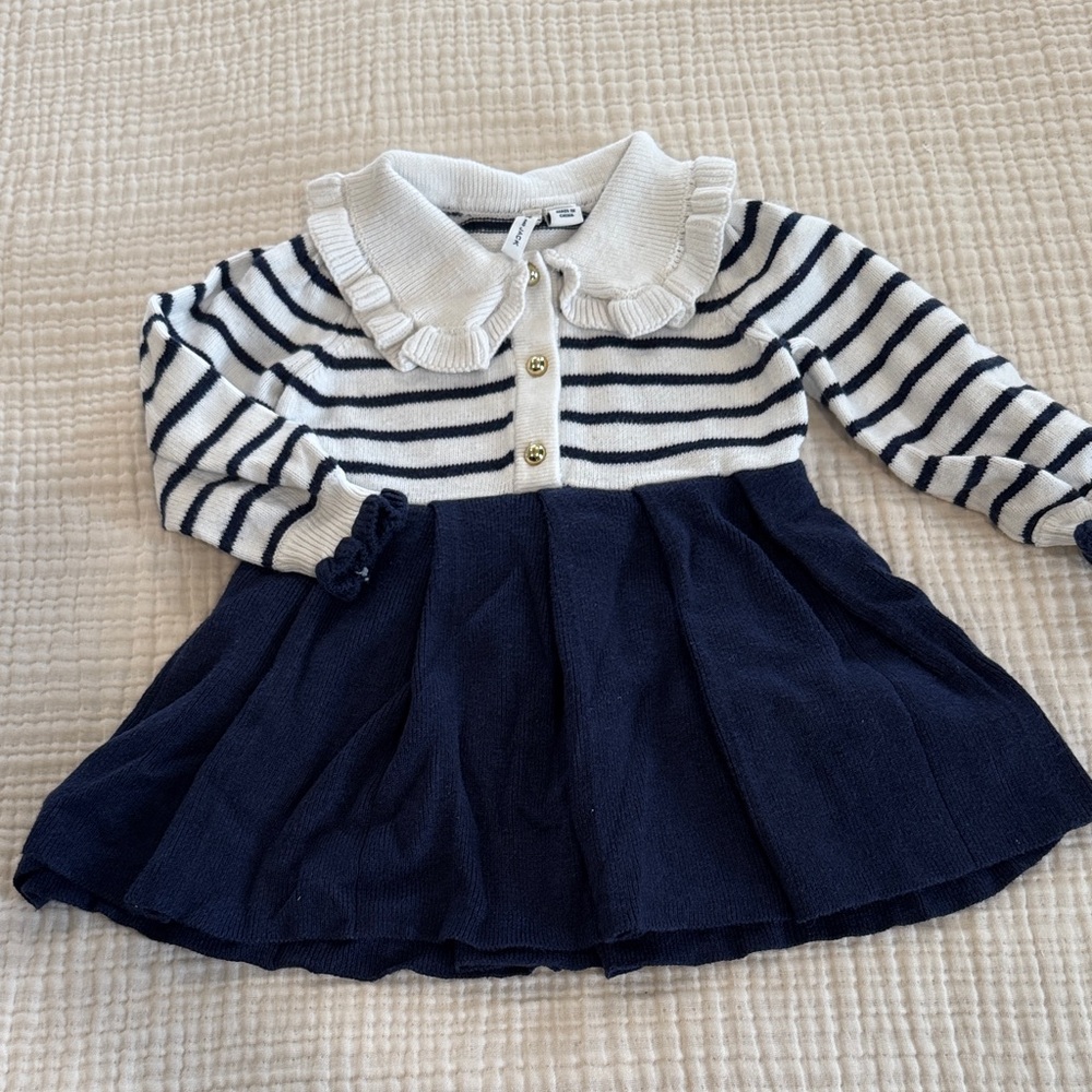 Janie and Jack Navy and White Striped Dress